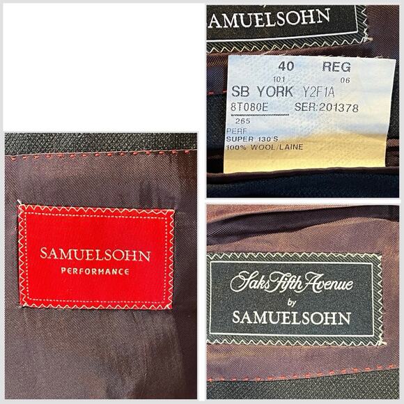 New Samuelsohn 40R Solid Black Designer Luxury Blazer Sport Jacket Super 130s - Picture 13 of 14